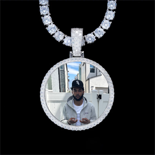 925S & VVS Moissanite 3D Circle Custom Picture Pendant