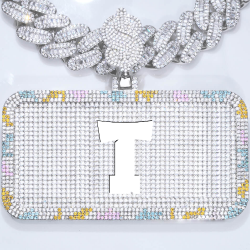 CUSTOM LETTER NECKLACE 3D COLORFUL SQUARE