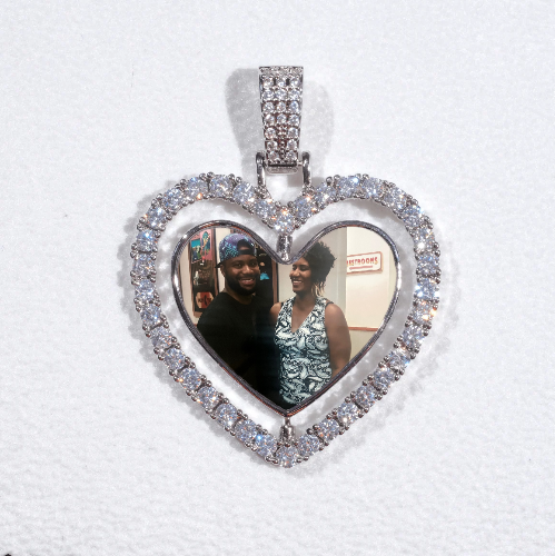 3D Spinning 2-Faced Heart Custom Picture Pendant