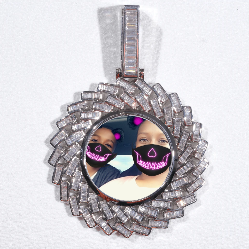 Large 3D Baguette Custom Picture Pendant