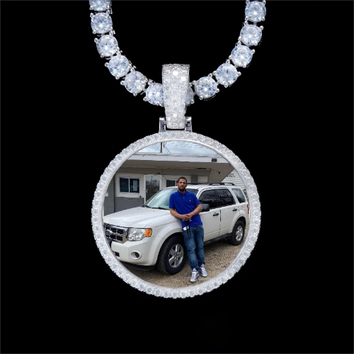 925S & VVS Moissanite 3D Circle Custom Picture Pendant