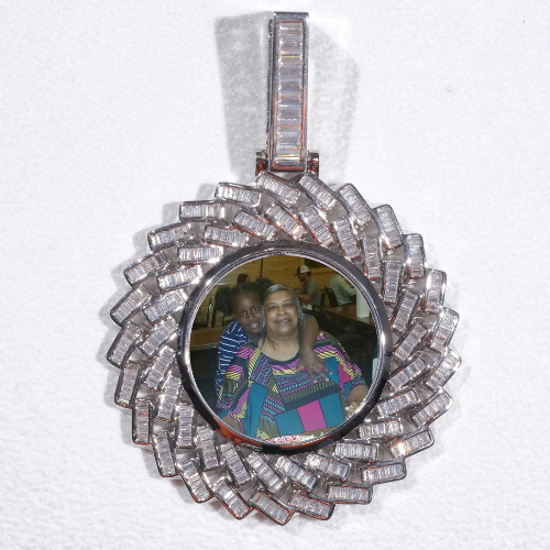 Large 3D Baguette Custom Picture Pendant
