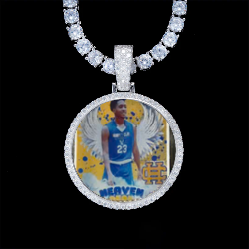 925S & VVS Moissanite 3D Circle Custom Picture Pendant