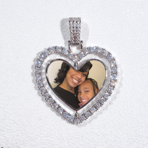 3D Spinning 2-Faced Heart Custom Picture Pendant