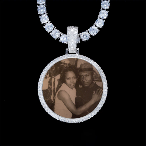 925S & VVS Moissanite 3D Circle Custom Picture Pendant