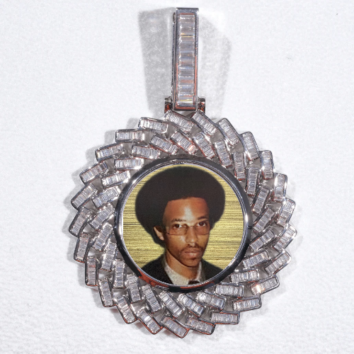 Large 3D Baguette Custom Picture Pendant