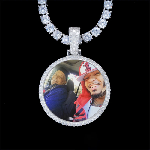 925S & VVS Moissanite 3D Circle Custom Picture Pendant