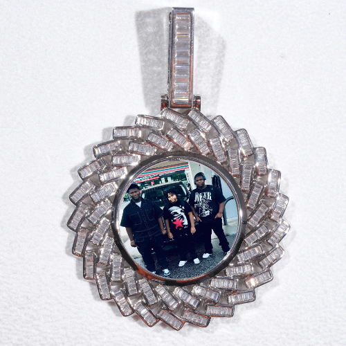 Large 3D Baguette Custom Picture Pendant