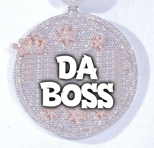 CUSTOM LETTER NECKLACE 3D BIG CROWN DISC