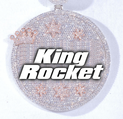 CUSTOM LETTER NECKLACE 3D BIG CROWN DISC