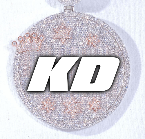 CUSTOM LETTER NECKLACE 3D BIG CROWN DISC