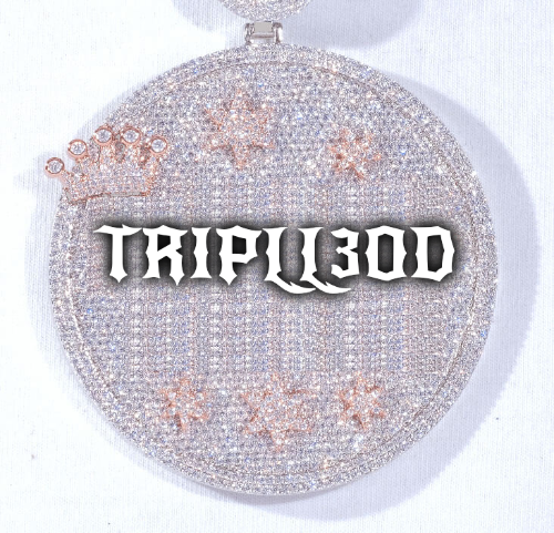CUSTOM LETTER NECKLACE 3D BIG CROWN DISC