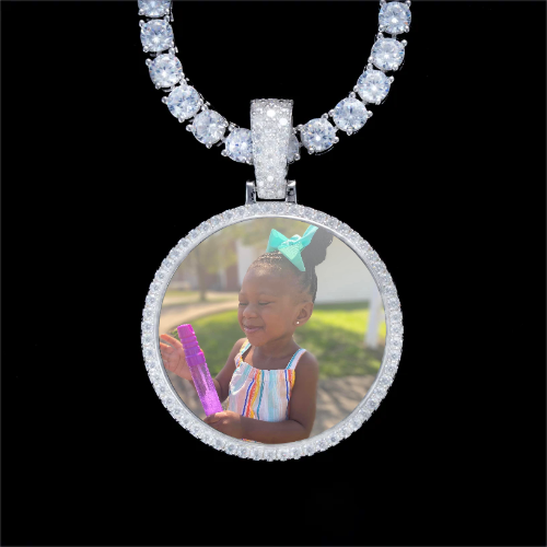 925S & VVS Moissanite 3D Circle Custom Picture Pendant