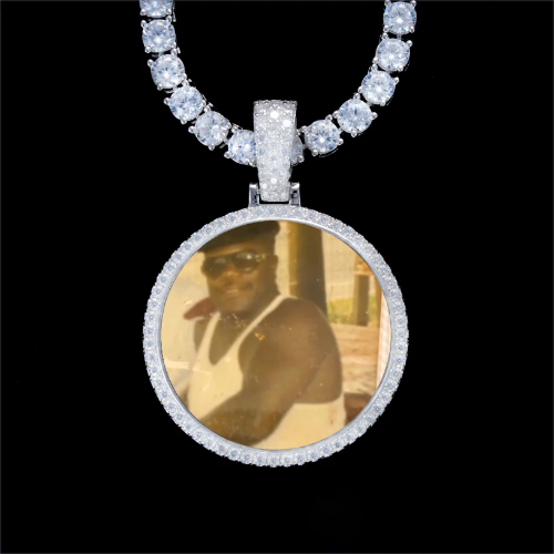 925S & VVS Moissanite 3D Circle Custom Picture Pendant