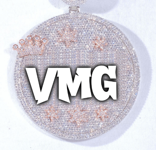 CUSTOM LETTER NECKLACE 3D BIG CROWN DISC
