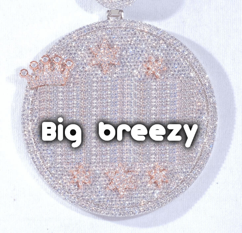 CUSTOM LETTER NECKLACE 3D BIG CROWN DISC