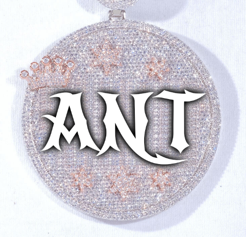 CUSTOM LETTER NECKLACE 3D BIG CROWN DISC
