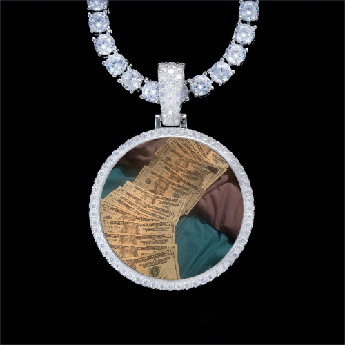 925S & VVS Moissanite 3D Circle Custom Picture Pendant