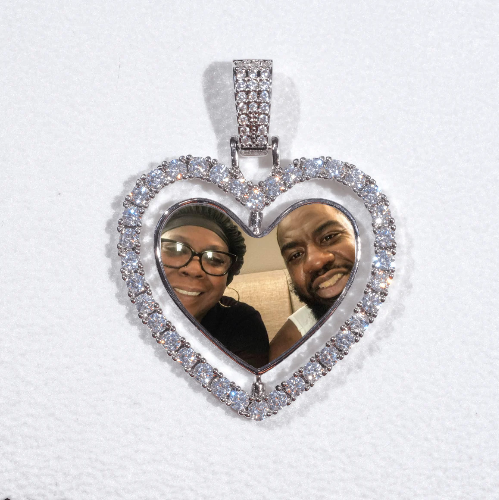 3D Spinning 2-Faced Heart Custom Picture Pendant