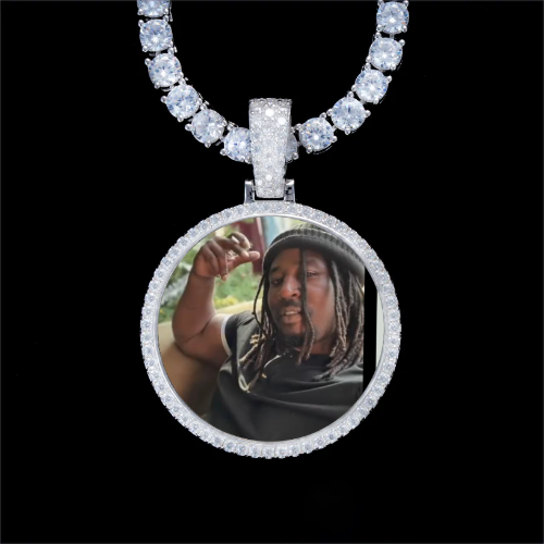 925S & VVS Moissanite 3D Circle Custom Picture Pendant