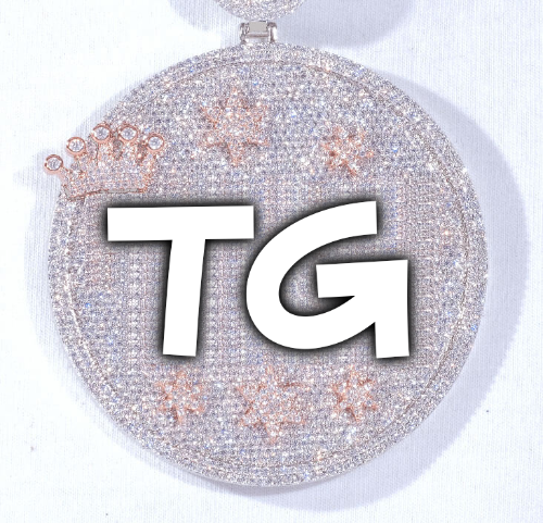 CUSTOM LETTER NECKLACE 3D BIG CROWN DISC
