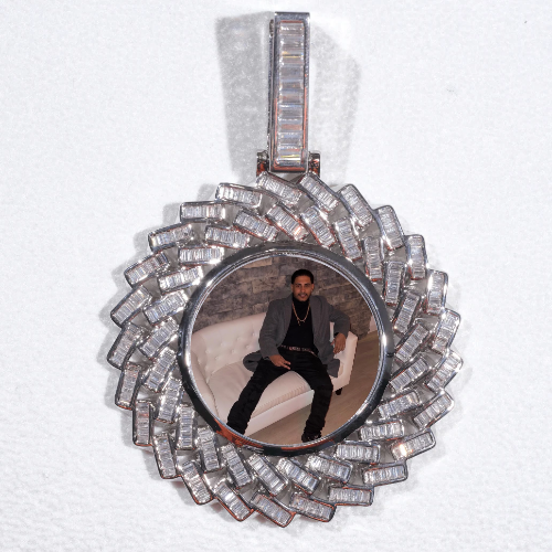 Large 3D Baguette Custom Picture Pendant