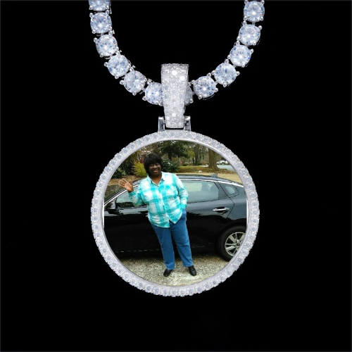 925S & VVS Moissanite 3D Circle Custom Picture Pendant