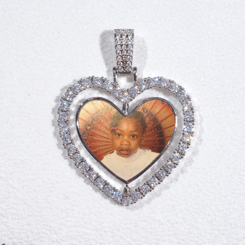 3D Spinning 2-Faced Heart Custom Picture Pendant