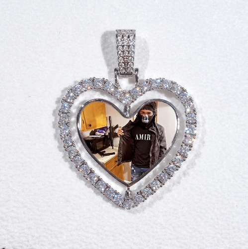 3D Spinning 2-Faced Heart Custom Picture Pendant
