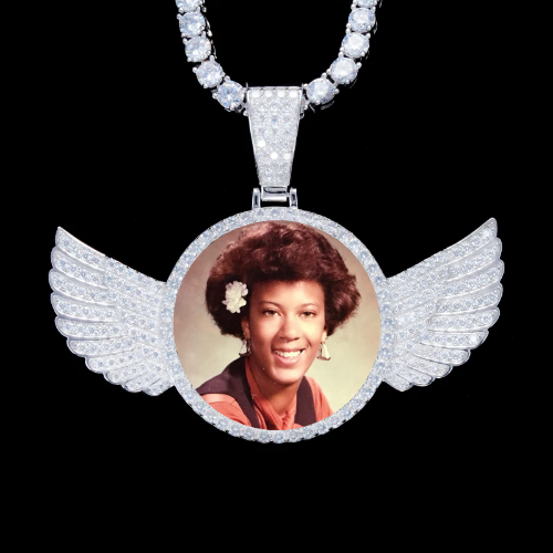 925S & VVS Moissanite 3D Wing Custom Picture Pendant