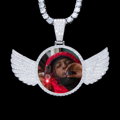925S & VVS Moissanite 3D Wing Custom Picture Pendant