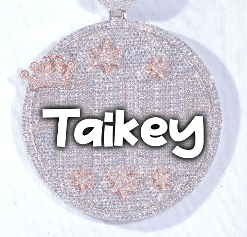 CUSTOM LETTER NECKLACE 3D BIG CROWN DISC