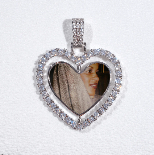 3D Spinning 2-Faced Heart Custom Picture Pendant