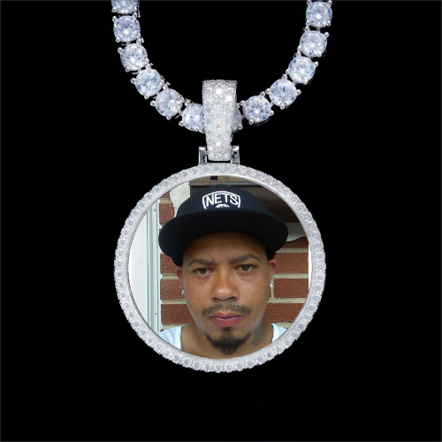925S & VVS Moissanite 3D Circle Custom Picture Pendant