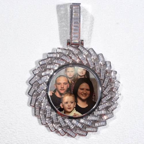 Large 3D Baguette Custom Picture Pendant