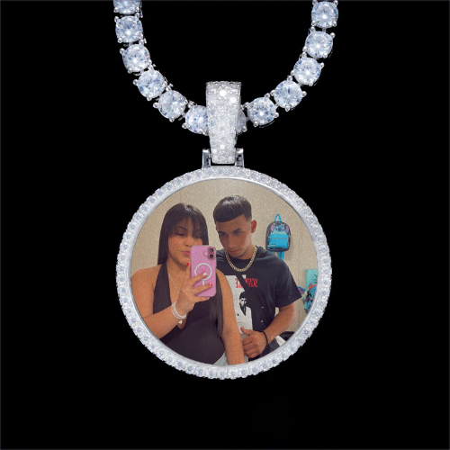 925S & VVS Moissanite 3D Circle Custom Picture Pendant