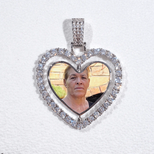3D Spinning 2-Faced Heart Custom Picture Pendant
