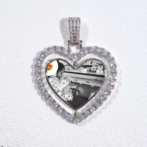 3D Spinning 2-Faced Heart Custom Picture Pendant