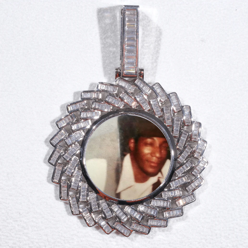 Large 3D Baguette Custom Picture Pendant