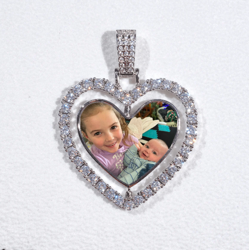 3D Spinning 2-Faced Heart Custom Picture Pendant