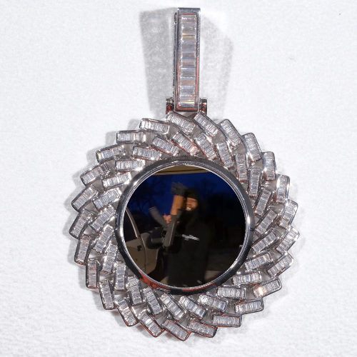 Large 3D Baguette Custom Picture Pendant