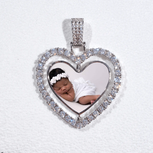 3D Spinning 2-Faced Heart Custom Picture Pendant