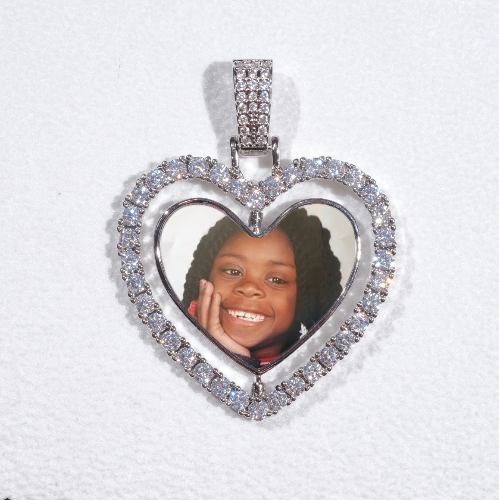 3D Spinning 2-Faced Heart Custom Picture Pendant
