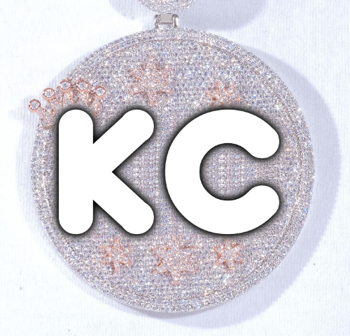 CUSTOM LETTER NECKLACE 3D BIG CROWN DISC