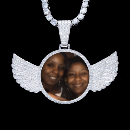 925S & VVS Moissanite 3D Wing Custom Picture Pendant