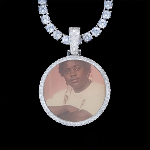 925S & VVS Moissanite 3D Circle Custom Picture Pendant