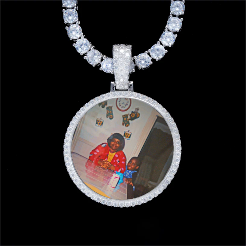 925S & VVS Moissanite 3D Circle Custom Picture Pendant