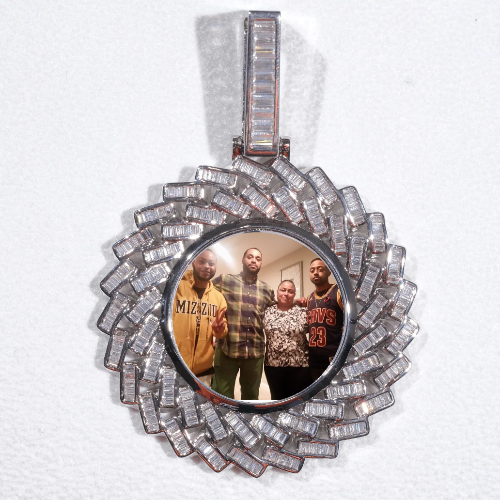 Large 3D Baguette Custom Picture Pendant