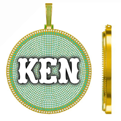 CUSTOM LETTER NECKLACE 3D BIG DISC