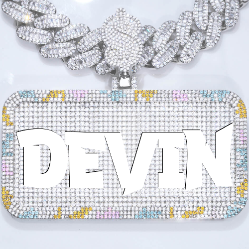 CUSTOM LETTER NECKLACE 3D COLORFUL SQUARE